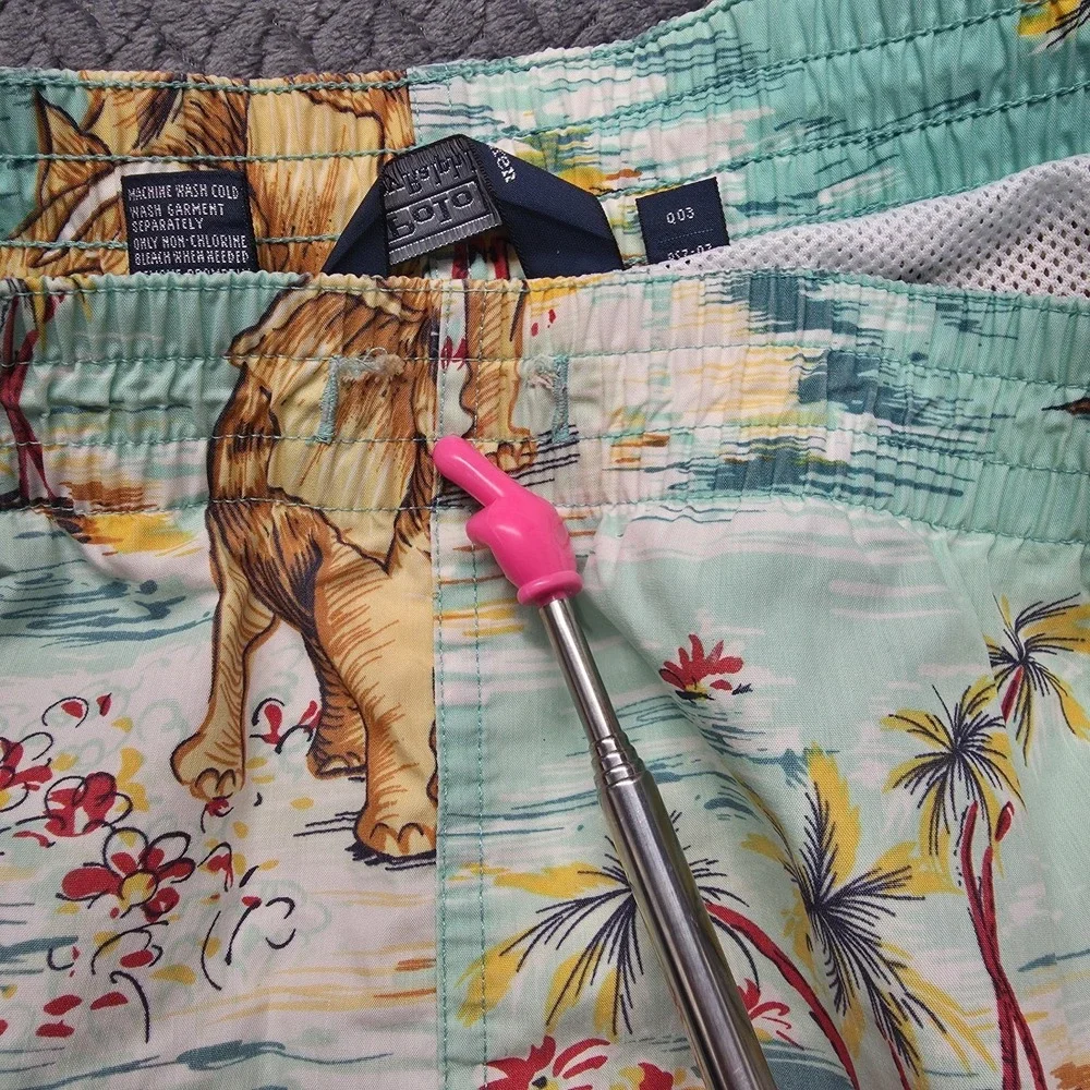 Polo Ralph Lauren Mens Swim Trunks Lined Elephant Print Size XL Tropical Pockets